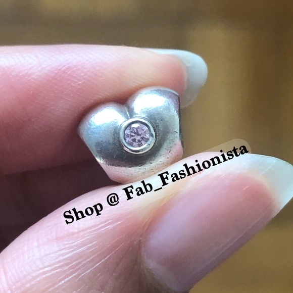 Pandora Sterling Silver Heart with pink stone - Picture 3 of 4